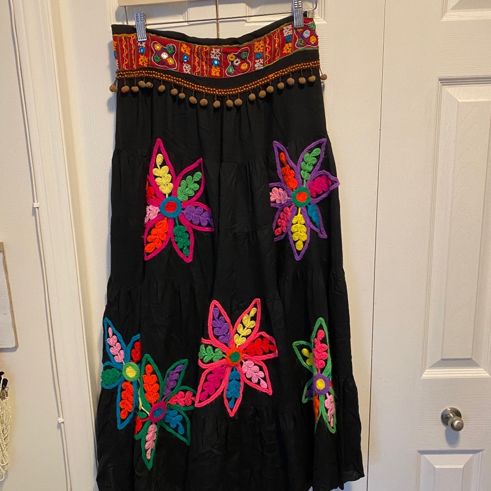 Women’s hand embroidered broomstick skirt